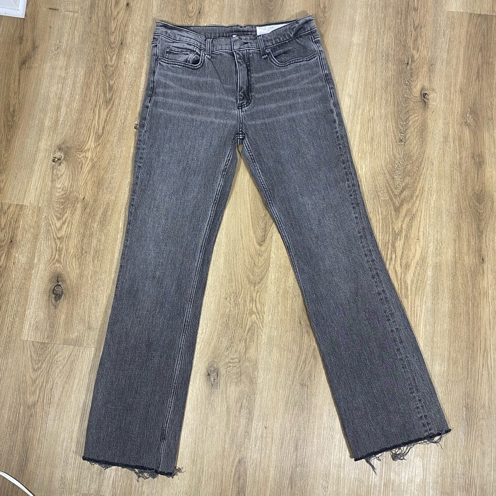 Rag & Bone Distressed Black Peyton Mid Rise Bootcut Jeans size 28